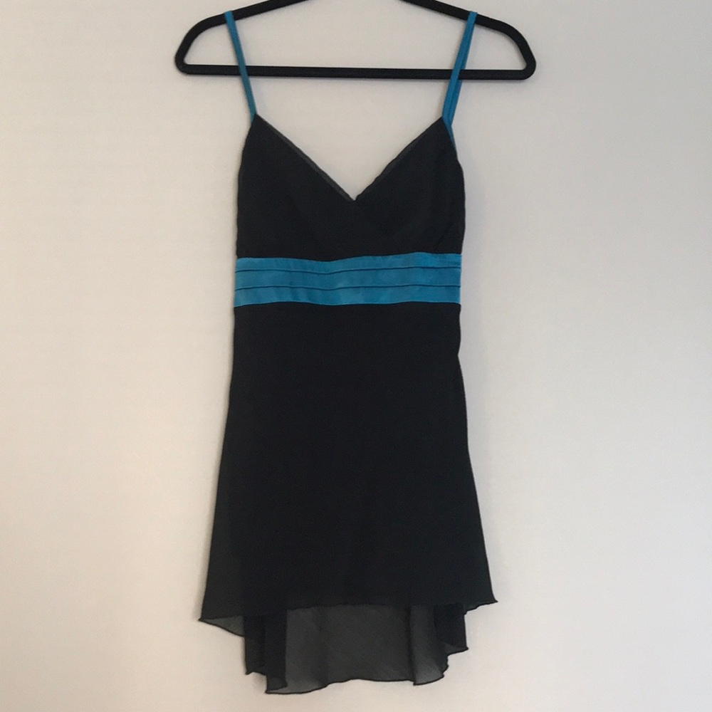 Flowy Black Chiffon and Silky Teal Blouse